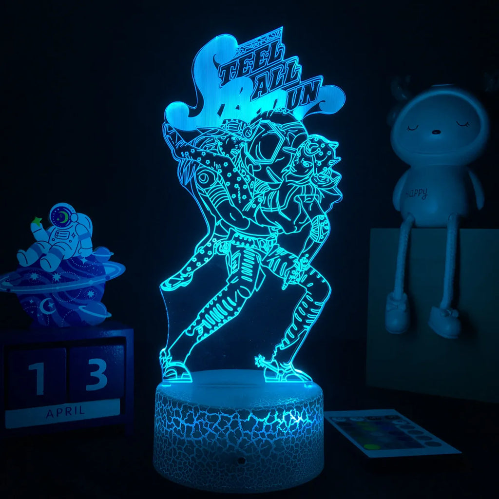 Anime JoJo’s Bizarre Adventure 3D Night Light – Hol Horse LED Lamp for Bedroom Décor, Manga-Inspired Birthday Gift for Him