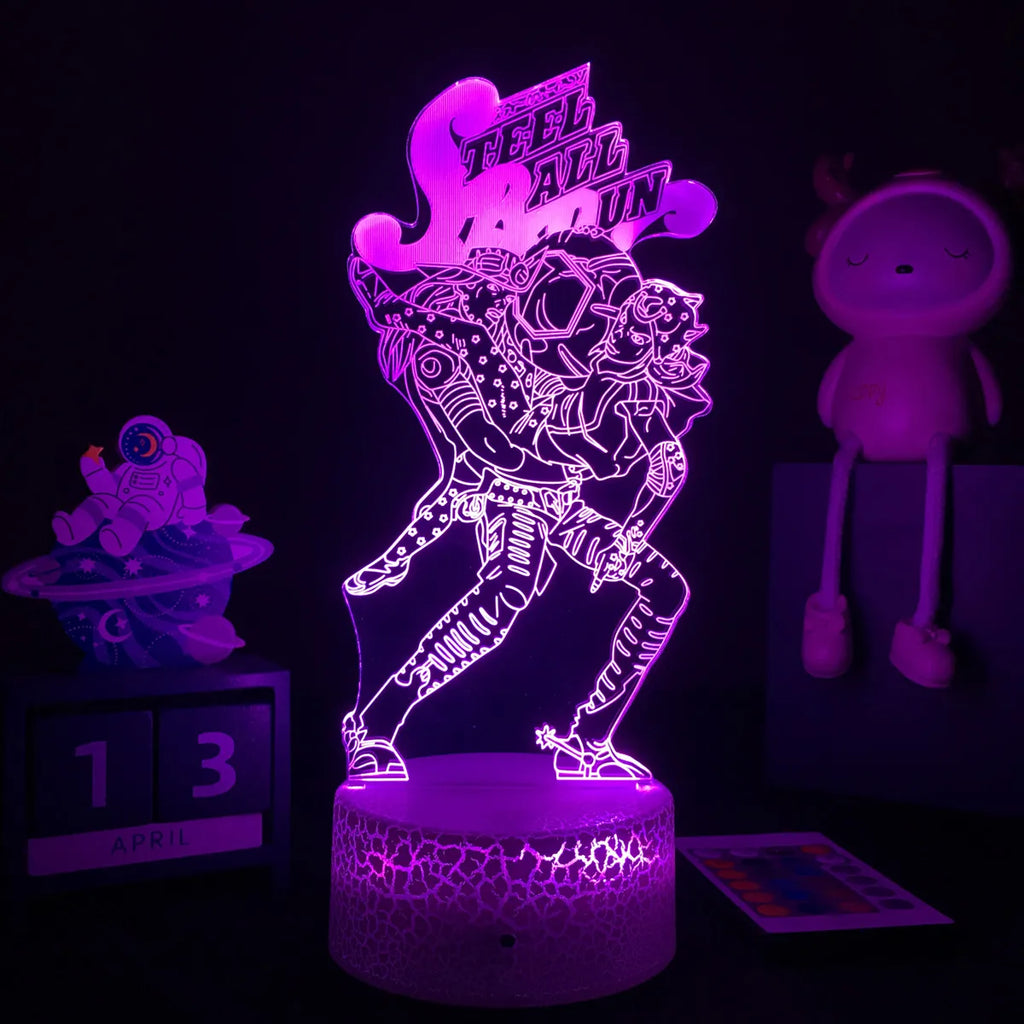 Anime JoJo’s Bizarre Adventure 3D Night Light – Hol Horse LED Lamp for Bedroom Décor, Manga-Inspired Birthday Gift for Him