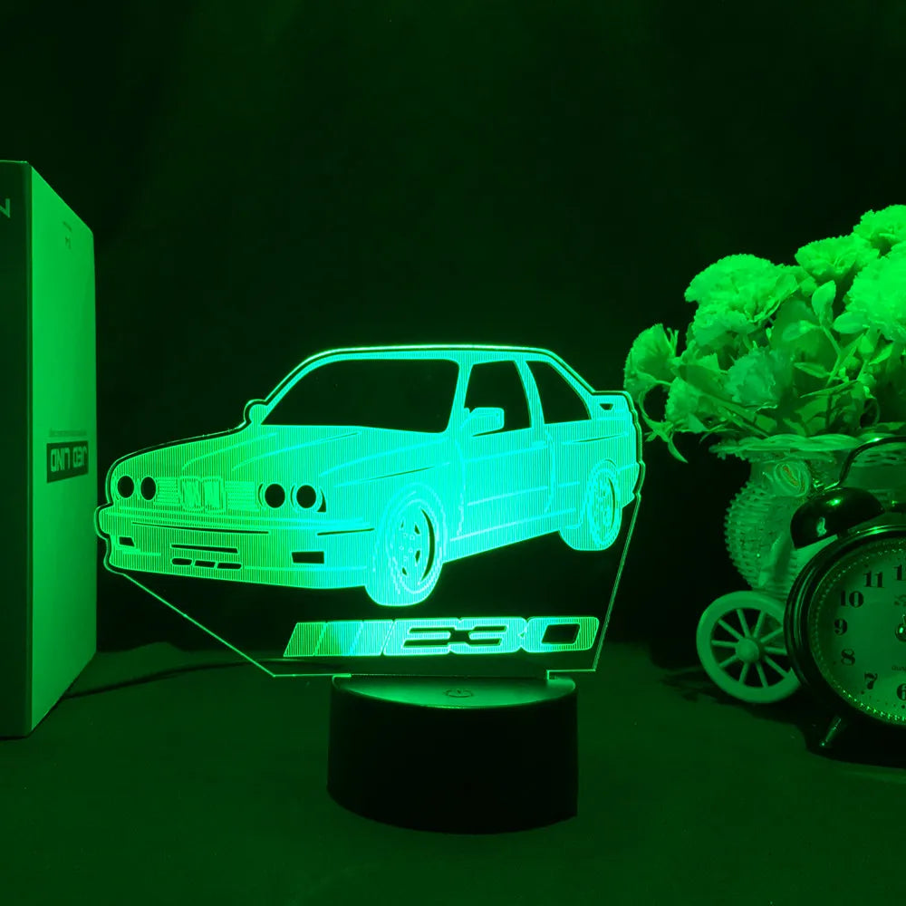 Sports Car 3D Illusion LED Night Light – Touch Sensor Supercar Lamp for Kids Bedroom Décor & Birthday Gift