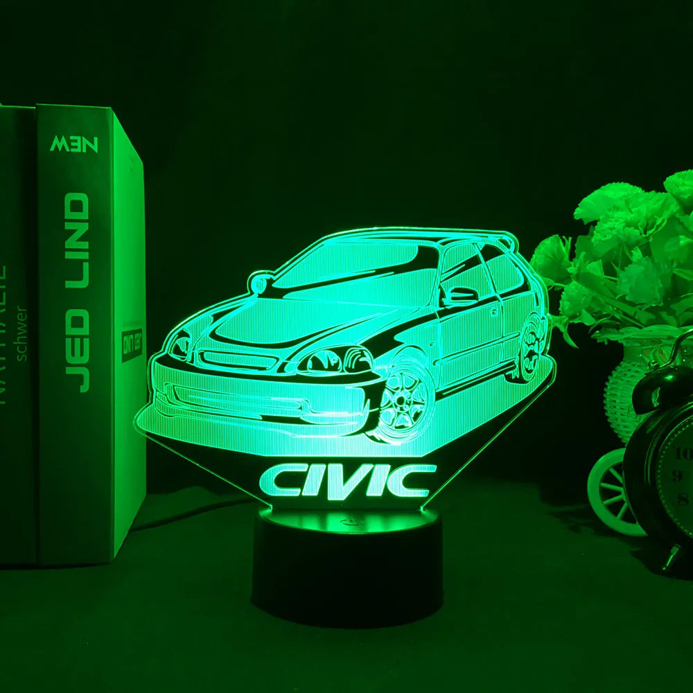 Sports Car 3D Illusion LED Night Light – Touch Sensor Supercar Lamp for Kids Bedroom Décor & Birthday Gift
