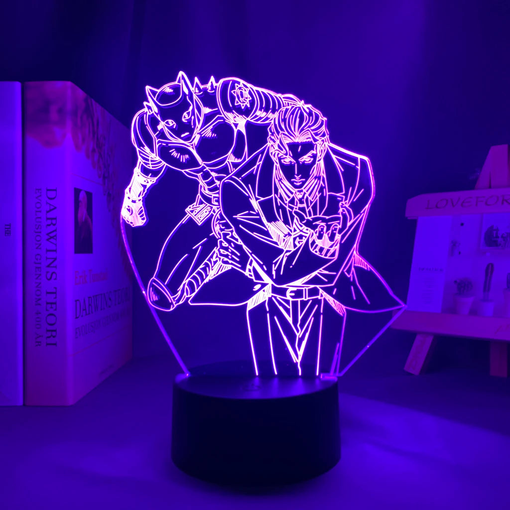 Anime JoJo’s Bizarre Adventure 3D Night Light – Hol Horse LED Lamp for Bedroom Décor, Manga-Inspired Birthday Gift for Him
