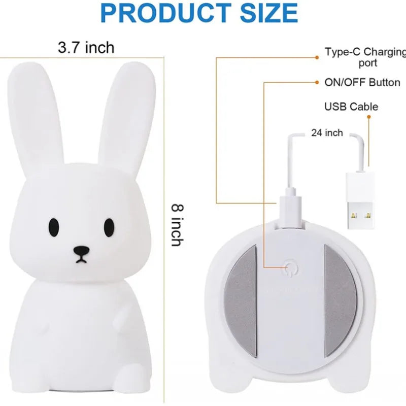 LED Night light Silicone Rabbit Touch Sensor lamp Cute Animal Light Bedroom Decor Gift for Kid Baby Child Table Lamp Home Decor
