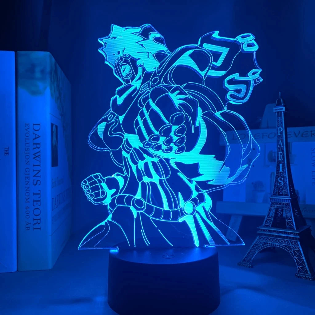 Anime JoJo’s Bizarre Adventure 3D Night Light – Hol Horse LED Lamp for Bedroom Décor, Manga-Inspired Birthday Gift for Him