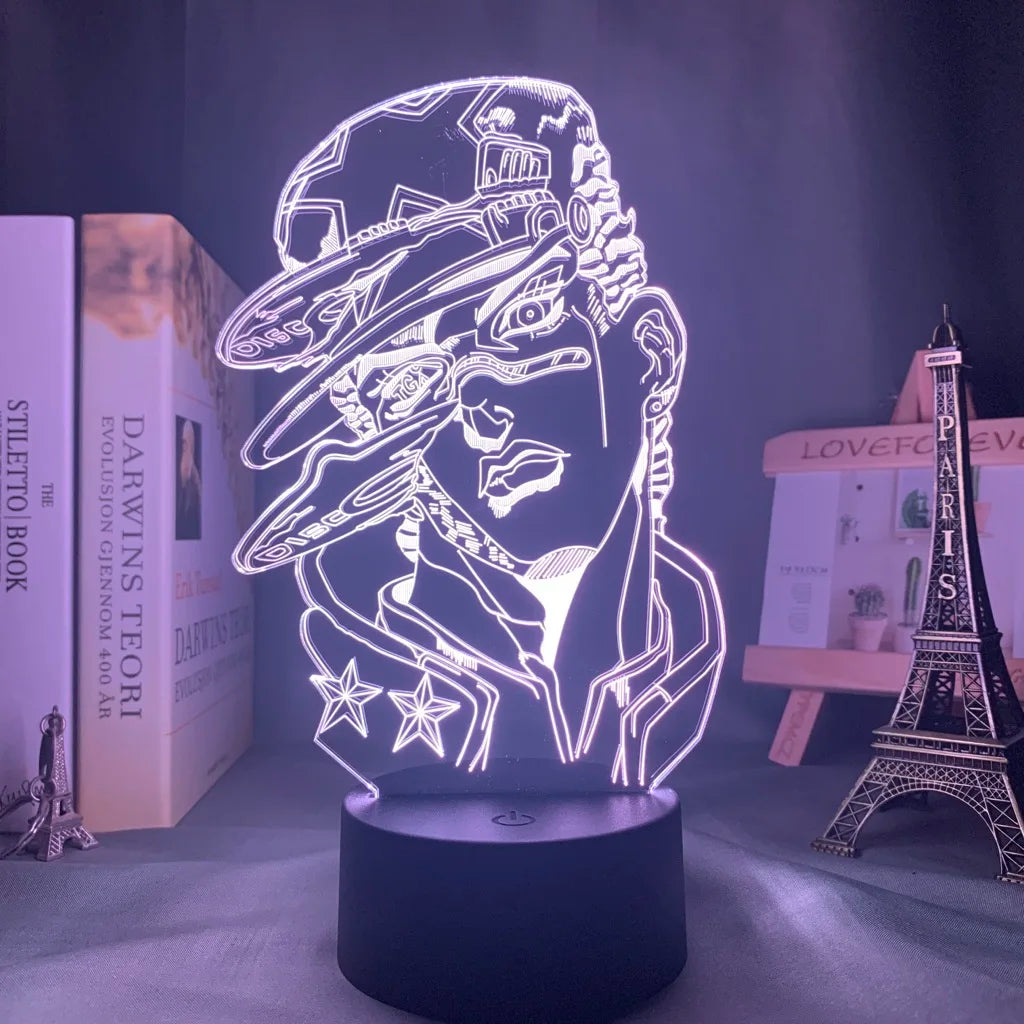 Anime JoJo’s Bizarre Adventure 3D Night Light – Hol Horse LED Lamp for Bedroom Décor, Manga-Inspired Birthday Gift for Him